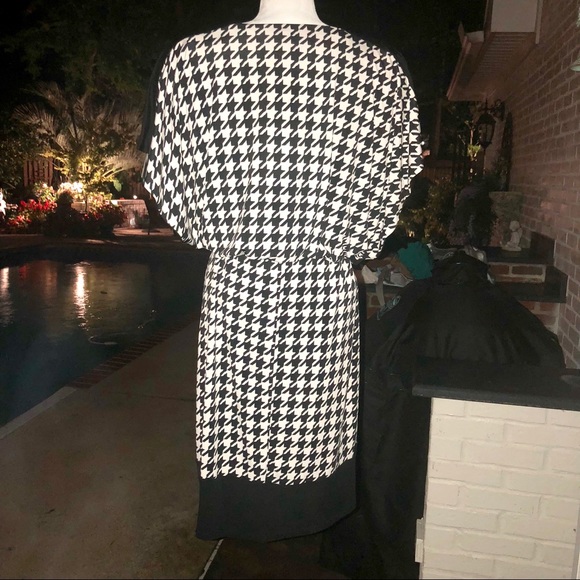 Roz & Ali Black & White Houndstooth Dress Sz 10 - Picture 6 of 8